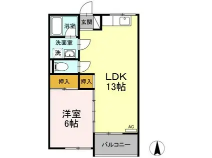 メゾン梨花(1LDK/2階)の間取り写真