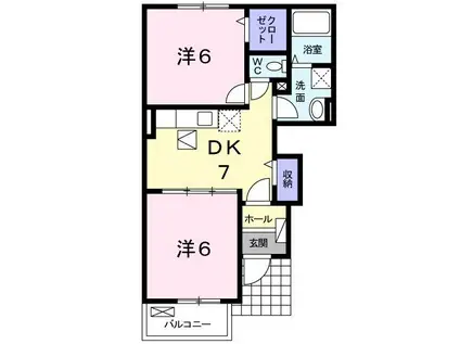 サニーヒルズ(2DK/1階)の間取り写真