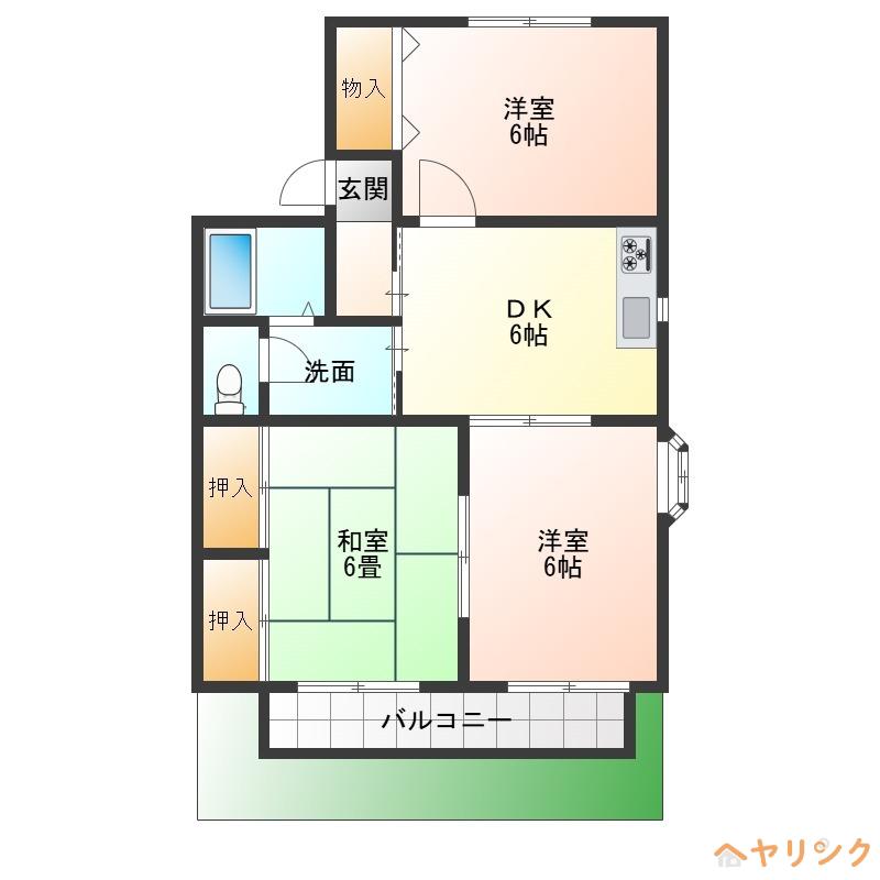 レジデンス五条(3DK/1階)の間取り写真