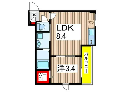 グランディール(1LDK/2階)の間取り写真