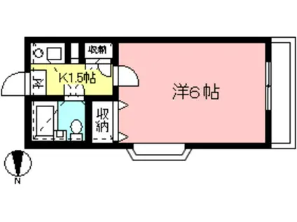 カーム玉川学園(1K/2階)の間取り写真