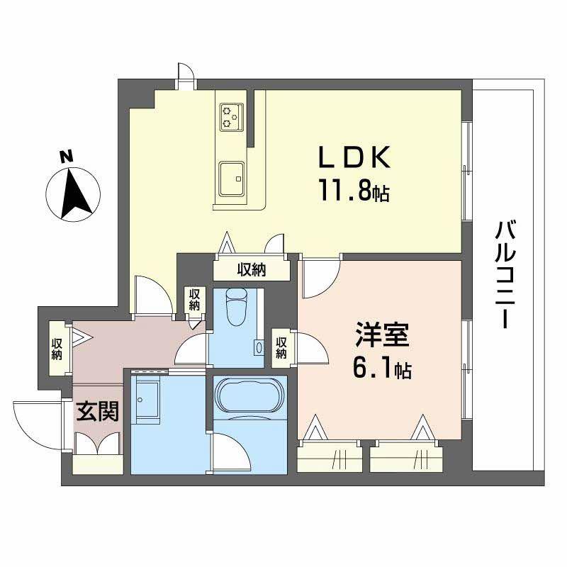 スカイ ウィング(1LDK/4階)の間取り写真