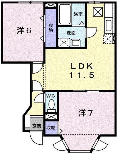 グリーンコート柿内(2LDK/1階)の間取り写真