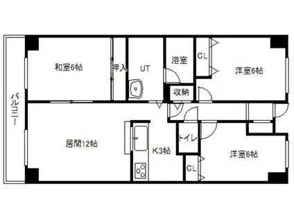 エムズ南6条(3LDK/4階)の間取り写真