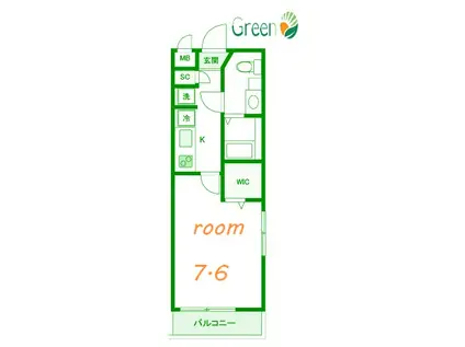 シャトーライフ平塚II(1K/2階)の間取り写真