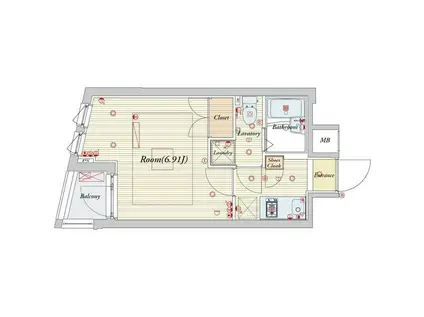 ビバリーホームズ上石神井(1K/2階)の間取り写真