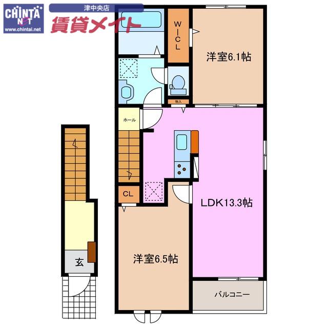 ヘリテージ(2LDK/2階)の間取り写真