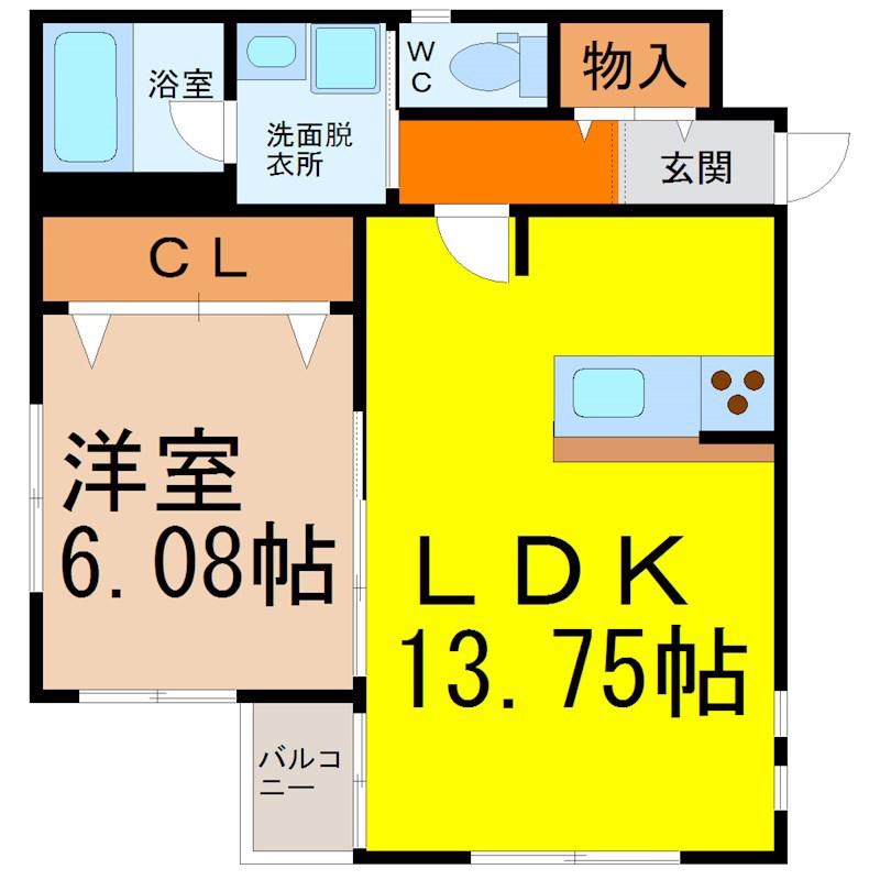 ダ・ヴィンチ吹上(1LDK/1階)の間取り写真