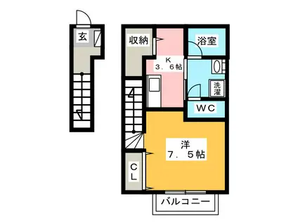 LUCE(1K/2階)の間取り写真