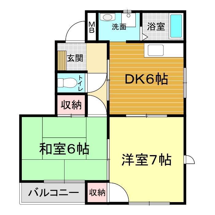 コーポ長府(2DK/1階)の間取り写真