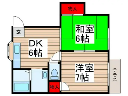 グリーンハイツA(2DK/1階)の間取り写真