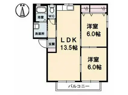 エスティー新福A棟(2LDK/2階)の間取り写真