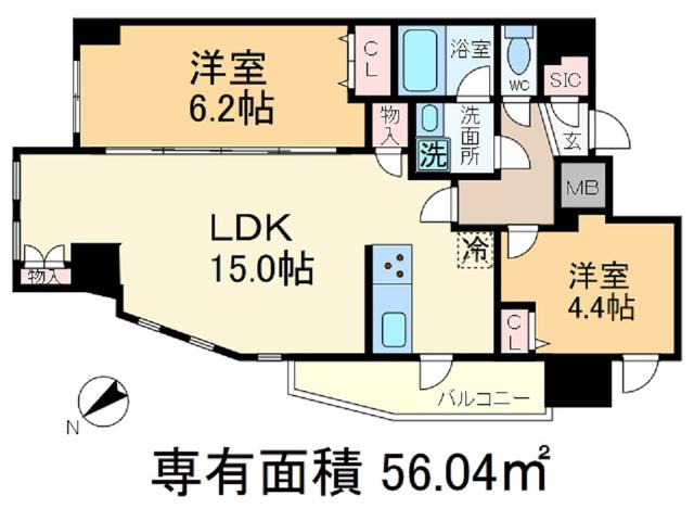 S-RESIDENCE王子ウエスト(1SLDK/11階)の間取り写真