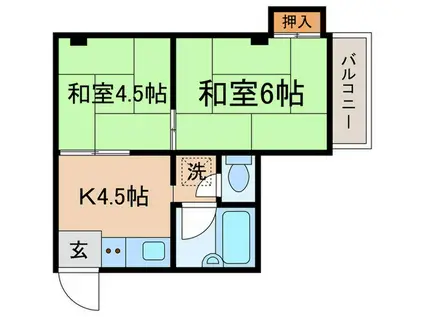 コーポ松井(2K/2階)の間取り写真