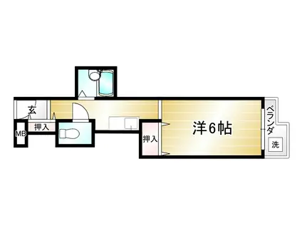 御所西シンワマンション(ワンルーム/4階)の間取り写真
