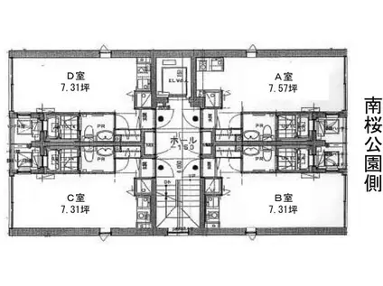 クインズビル(ワンルーム/4階)の間取り写真