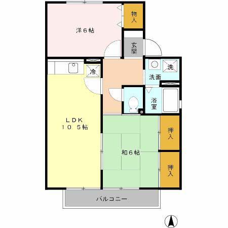 プランドール花田(2LDK/1階)の間取り写真