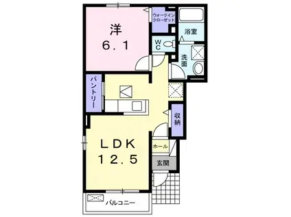ノースヴィレッジIV A(1LDK/1階)の間取り写真