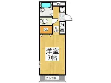 サンスプリング(1K/3階)の間取り写真