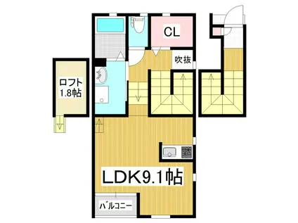 イルリフージョ七瀬(ワンルーム/2階)の間取り写真