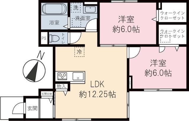 WTAコーポ(2LDK/1階)の間取り写真