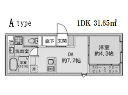 FABRIC蒲田ウエスト RESIDENCE(1DK/1階)の間取り写真
