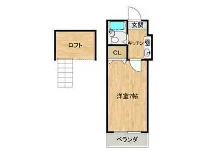 ショウロ御殿山(1K/1階)の間取り写真