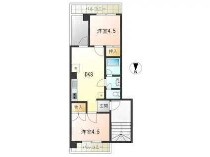 西品川ビューハイツ(2DK/5階)の間取り写真