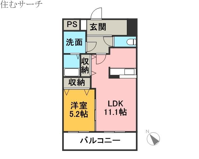 MSソレイユ(1LDK/6階)の間取り写真