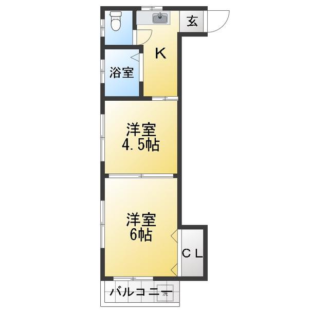 第二サトーハイツ(1K/2階)の間取り写真