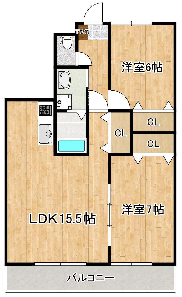アヴァンス八幡(2LDK/5階)の間取り写真