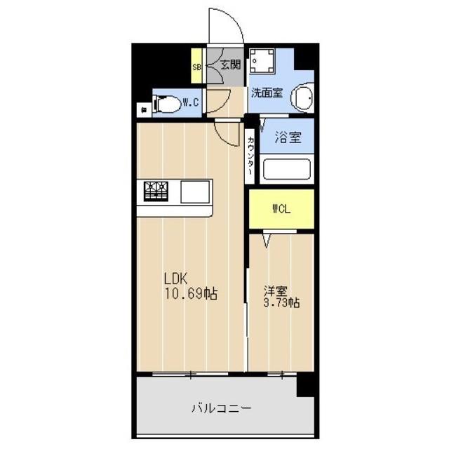 LIBTH薬院南(1LDK/5階)の間取り写真