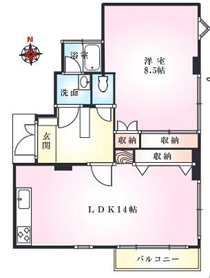 KHマンション(1LDK/1階)の間取り写真