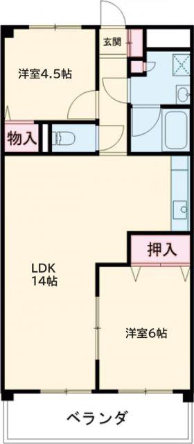 サンルートNON・NO(2LDK/4階)の間取り写真