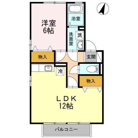 ルミエール(1LDK/2階)の間取り写真