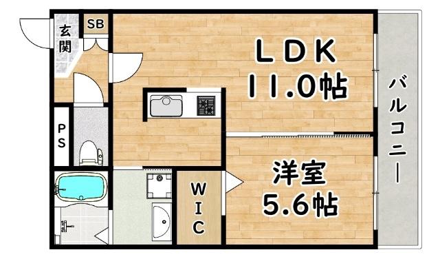 シャーメゾン田川(1LDK/1階)の間取り写真