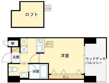 W.O.B.ROKKOHMICHI(1K/8階)の間取り写真