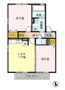 サニーコート杉本B(2LDK/2階)の間取り写真