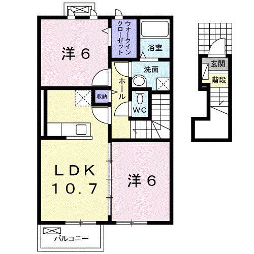 アーク リヴェール(2LDK/2階)の間取り写真