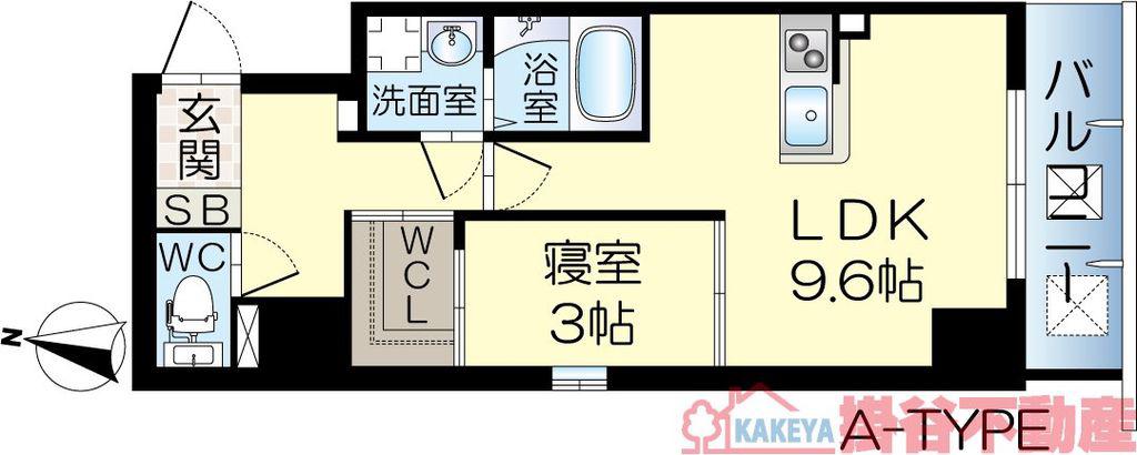 アルカディア茨木中津町(1LDK/5階)の間取り写真