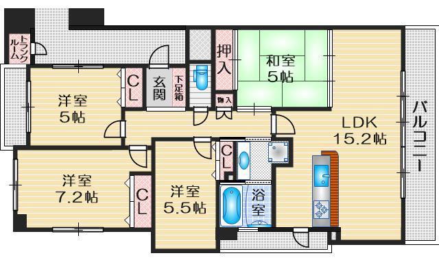 セレッソコート千里中央アネックス(4LDK/4階)の間取り写真