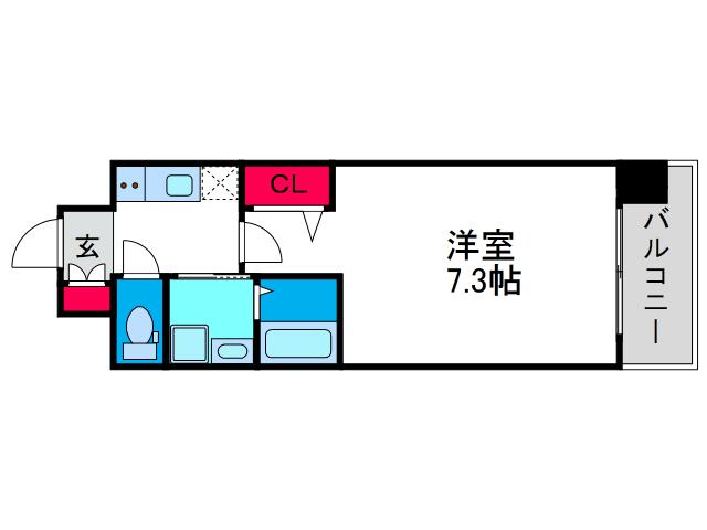 アスリート本町RIVERウエスト(1K/11階)の間取り写真