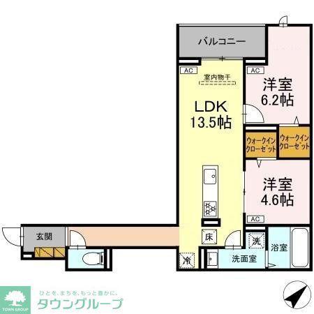 CLASSEUM都賀(2LDK/2階)の間取り写真