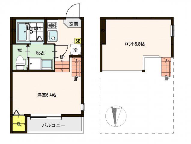 LA STRADA旭丘堤(1K/1階)の間取り写真