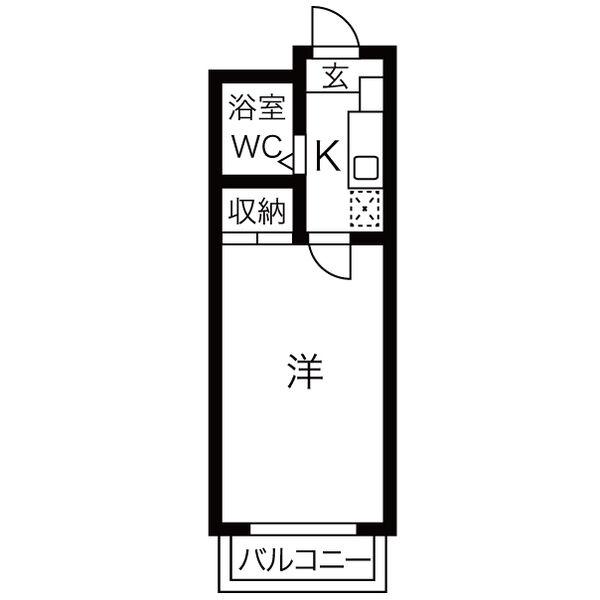 港陽ハイツ(1K/2階)の間取り写真