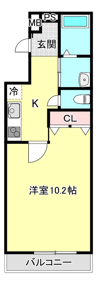 フジパレス山之内X番館(1K/3階)の間取り写真