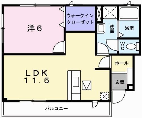 ヤエステ-ジII(1LDK/1階)の間取り写真