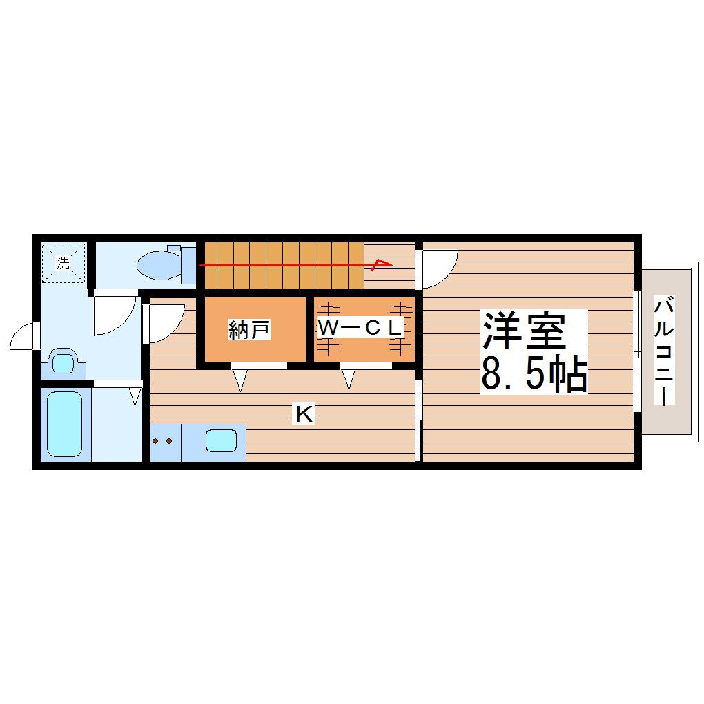 仙台市地下鉄東西線 薬師堂駅(宮城) 徒歩1分 2階建 築8年(1SDK/2階)の間取り写真