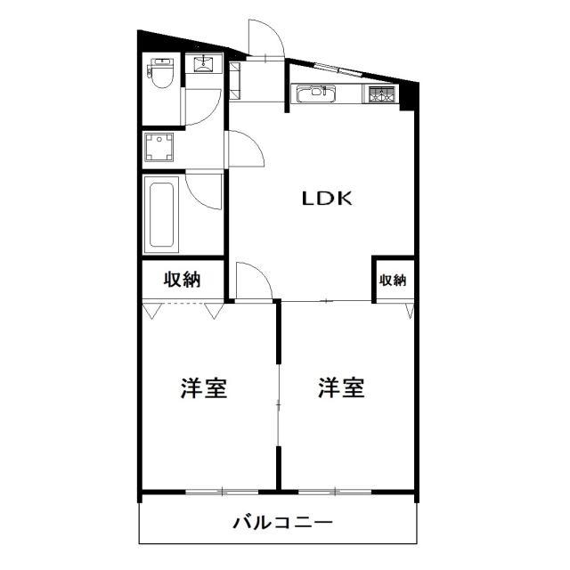 コーポカトレヤII(2LDK/2階)の間取り写真