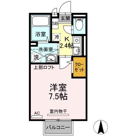 サンシャインパレスC C棟(1K/2階)の間取り写真